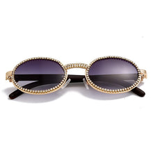 Load image into Gallery viewer, Vintage Round Diamond Sunglasses Men 2023  Women Oval Crystal Wood Punk Glasses Eyewear UV400 Gafas de sol
