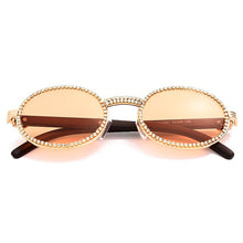 Load image into Gallery viewer, Vintage Round Diamond Sunglasses Men 2023  Women Oval Crystal Wood Punk Glasses Eyewear UV400 Gafas de sol