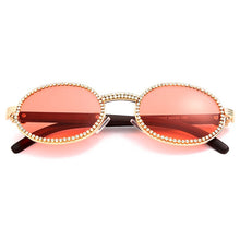 Load image into Gallery viewer, Vintage Round Diamond Sunglasses Men 2023  Women Oval Crystal Wood Punk Glasses Eyewear UV400 Gafas de sol