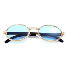 Load image into Gallery viewer, Vintage Round Diamond Sunglasses Men 2023  Women Oval Crystal Wood Punk Glasses Eyewear UV400 Gafas de sol