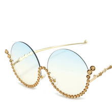 Load image into Gallery viewer, Vintage Round Diamond Sunglasses Women 2023  Women Oval Crystal Retro Glasses Rhinestone Shades Eyewear UV400
