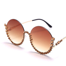 Load image into Gallery viewer, Vintage Round Diamond Sunglasses Women 2023  Women Oval Crystal Retro Glasses Rhinestone Shades Eyewear UV400