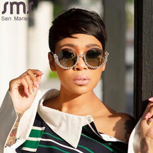 Load image into Gallery viewer, Vintage Round Diamond Sunglasses Women 2023  Women Oval Crystal Retro Glasses Rhinestone Shades Eyewear UV400