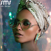 Load image into Gallery viewer, Vintage Round Diamond Sunglasses Women 2023  Women Oval Crystal Retro Glasses Rhinestone Shades Eyewear UV400