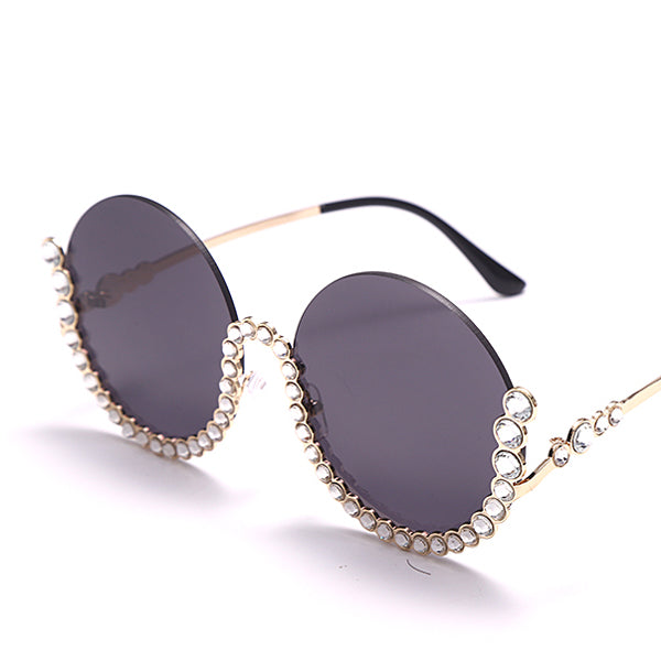 Vintage Round Diamond Sunglasses Women 2023  Women Oval Crystal Retro Glasses Rhinestone Shades Eyewear UV400