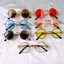 Load image into Gallery viewer, Vintage Round Diamond Sunglasses Women  Brand Steampunk Clear Lens Red Yellow Rhinestone Eyeglasses UV400 Gafas De Sol