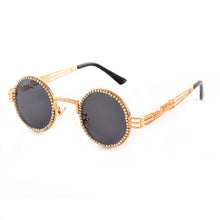 Load image into Gallery viewer, Vintage Round Diamond Sunglasses Women  Brand Steampunk Clear Lens Red Yellow Rhinestone Eyeglasses UV400 Gafas De Sol