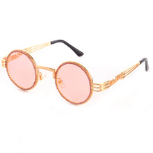 Load image into Gallery viewer, Vintage Round Diamond Sunglasses Women  Brand Steampunk Clear Lens Red Yellow Rhinestone Eyeglasses UV400 Gafas De Sol
