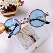 Load image into Gallery viewer, Vintage Round Diamond Sunglasses Women  Brand Steampunk Clear Lens Red Yellow Rhinestone Eyeglasses UV400 Gafas De Sol