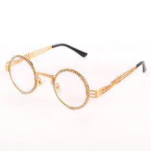 Load image into Gallery viewer, Vintage Round Diamond Sunglasses Women  Brand Steampunk Clear Lens Red Yellow Rhinestone Eyeglasses UV400 Gafas De Sol