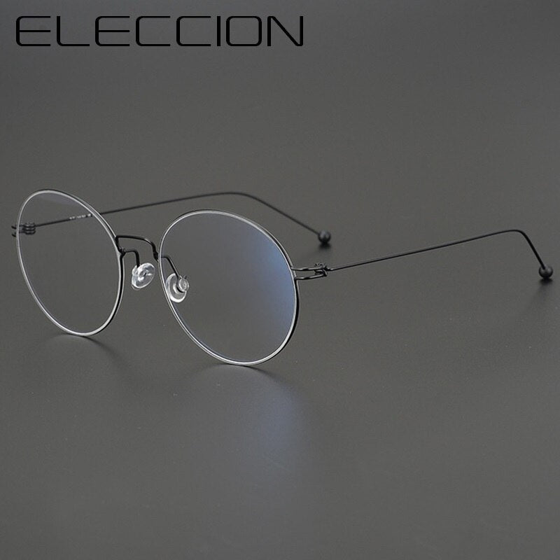 Vintage Round Glasses Frame Women Pure Titanium Myopia Optical Prescription Eyeglass Frame Man 2023 Screwless Eyewear Korea