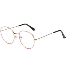Load image into Gallery viewer, Vintage Round Glasses for Women Cute Cat Ear Classic Metal Flat Mirror Optical Spectacles Frame Unisex Vision Care Eyeglasses