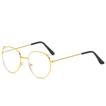Load image into Gallery viewer, Vintage Round Glasses for Women Cute Cat Ear Classic Metal Flat Mirror Optical Spectacles Frame Unisex Vision Care Eyeglasses