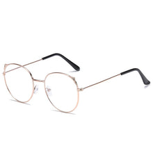 Load image into Gallery viewer, Vintage Round Glasses for Women Cute Cat Ear Classic Metal Flat Mirror Optical Spectacles Frame Unisex Vision Care Eyeglasses