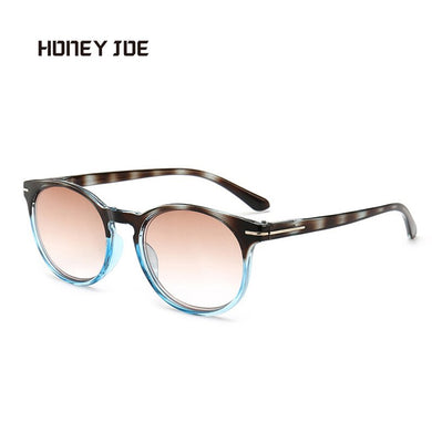 Vintage Round Gradient Brown Lens Reading Glasses Men Women Spring Hinge Presbyopic Eyeglasses Diopter Hyperopia +1.0-+4.0