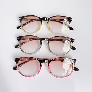 Vintage Round Gradient Brown Lens Reading Glasses Men Women Spring Hinge Presbyopic Eyeglasses Diopter Hyperopia +1.0-+4.0