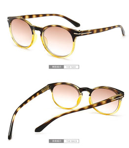 Vintage Round Gradient Brown Lens Reading Glasses Men Women Spring Hinge Presbyopic Eyeglasses Diopter Hyperopia +1.0-+4.0
