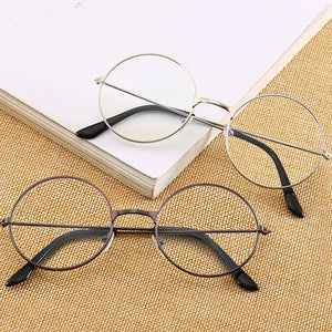 Vintage Round Metal Frame  Personality College Style Clear Lens Eye Glasses Frames blue-light eye protection mobile phone game