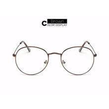 Carica l&#39;immagine nel visualizzatore di Gallery, Occhiali da vista rotondi vintage in metallo con montatura per occhiali da uomo/donne ovali trasparenti con montatura per occhiali nera/argento/oro/marrone/grigio 