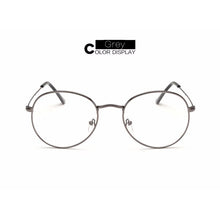 Carica l&#39;immagine nel visualizzatore di Gallery, Occhiali da vista rotondi vintage in metallo con montatura per occhiali da uomo/donne ovali trasparenti con montatura per occhiali nera/argento/oro/marrone/grigio 
