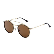 Load image into Gallery viewer, Vintage Round Polarized Sunglasses Men Women Double Bridge Metal Frame Sunglasses Driving UV400