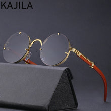 Load image into Gallery viewer, Vintage Round Punk Sunglasses Men 2023 Steampunk Sun Glasses For Women With A Box Rimless Sunglass Zonnebril Heren