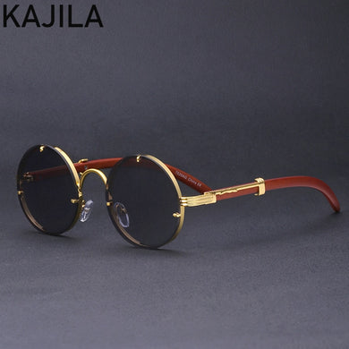 Occhiali da sole punk rotondi vintage da uomo 2023 Occhiali da sole Steampunk per donna con occhiali da sole senza montatura scatola Zonnebril Heren 