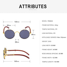 Load image into Gallery viewer, Vintage Round Punk Sunglasses Men 2023 Steampunk Sun Glasses For Women With A Box Rimless Sunglass Zonnebril Heren