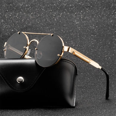 Vintage Round Sreampunk Sunglasses Women Men Brand Metal Sun Glasses Ladies UV400 Steam Punk Design Sunglass Male Female