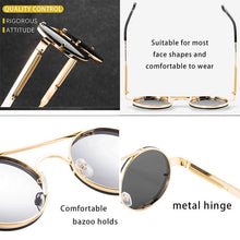 Load image into Gallery viewer, Vintage Round Sreampunk Sunglasses Women Men Brand Metal Sun Glasses Ladies UV400 Steam Punk Design Sunglass Male Female