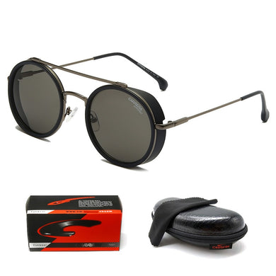 Vintage Round Steam Punk Sunglasses Men Women With Case Brand Retro Classic Driving Fishing Eye Sun Glasses gafas de sol hombre