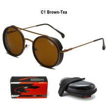 Load image into Gallery viewer, Vintage Round Steam Punk Sunglasses Men Women With Case Brand Retro Classic Driving Fishing Eye Sun Glasses gafas de sol hombre