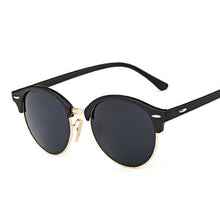 Load image into Gallery viewer, Vintage Round Sunglasses Women Brand Designer Retro Classic Sun Glasses Female Metal Half Frame Ladies Black Driving Eyewear