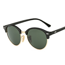 Load image into Gallery viewer, Vintage Round Sunglasses Women Brand Designer Retro Classic Sun Glasses Female Metal Half Frame Ladies Black Driving Eyewear