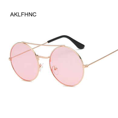 Vintage Round Sunglasses Women Brand Designer Sun Glasses Female Shades Small Pink Lens Glasses UV400 Eyewear
