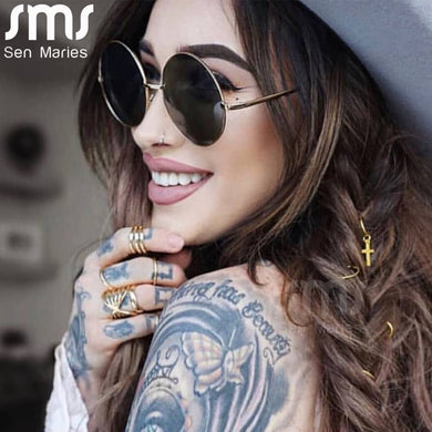 Vintage Round Sunglasses Women Men Punk Oversized Sun Glasses Gradient Shades Women UV400 Retro Ladies Eyewear Oculos Escuros