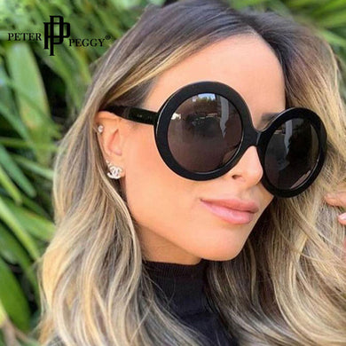 Occhiali da sole rotondi vintage da donna Designer di marca Occhiali da vista con tonalità nere Occhiali con montatura grande Occhiali da sole rotondi oversize retrò UV400 