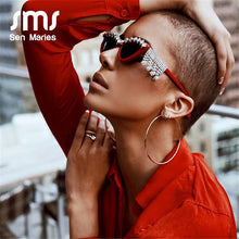 Load image into Gallery viewer, Vintage Sexy Red Women Tassel Diamond Sunglasses  Brand Designer Black Cat Eye Rhinestone Glasses oculos feminino