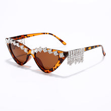 Load image into Gallery viewer, Vintage Sexy Red Women Tassel Diamond Sunglasses  Brand Designer Black Cat Eye Rhinestone Glasses oculos feminino
