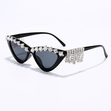 Load image into Gallery viewer, Vintage Sexy Red Women Tassel Diamond Sunglasses  Brand Designer Black Cat Eye Rhinestone Glasses oculos feminino