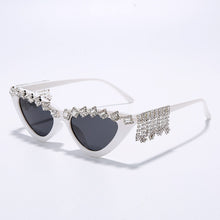 Load image into Gallery viewer, Vintage Sexy Red Women Tassel Diamond Sunglasses  Brand Designer Black Cat Eye Rhinestone Glasses oculos feminino
