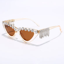 Load image into Gallery viewer, Vintage Sexy Red Women Tassel Diamond Sunglasses  Brand Designer Black Cat Eye Rhinestone Glasses oculos feminino