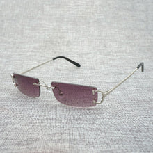 Load image into Gallery viewer, Vintage Small Clear Lens Glasses Men Rimless C Wire Sunglasses Oculos Square Shades for Women Outdoor Metal Frame Gafas