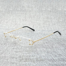 Load image into Gallery viewer, Vintage Small Clear Lens Glasses Men Rimless C Wire Sunglasses Oculos Square Shades for Women Outdoor Metal Frame Gafas