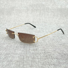 Load image into Gallery viewer, Vintage Small Clear Lens Glasses Men Rimless C Wire Sunglasses Oculos Square Shades for Women Outdoor Metal Frame Gafas
