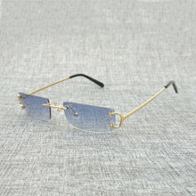 Load image into Gallery viewer, Vintage Small Clear Lens Glasses Men Rimless C Wire Sunglasses Oculos Square Shades for Women Outdoor Metal Frame Gafas