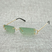 Load image into Gallery viewer, Vintage Small Clear Lens Glasses Men Rimless C Wire Sunglasses Oculos Square Shades for Women Outdoor Metal Frame Gafas