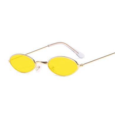 Vintage Small Oval Sunglasses Women Luxury Brand Black Gold Frame Sun Glasses Female Male Pink Yellow Shades Coulos