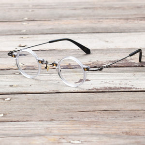 Vintage Small Round 36mm Hand Made Eyeglass Frames Titanium Acetate Full Rim Rx able Optical Men Women