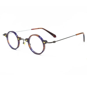Vintage Small Round 36mm Hand Made Eyeglass Frames Titanium Acetate Full Rim Rx able Optical Men Women